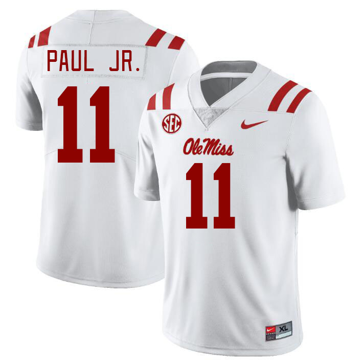 Men #11 Chris Paul Jr. Ole Miss Rebels College Football Jerseys Stitched-White
